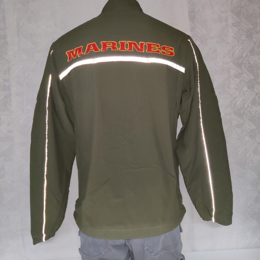 New Balance USMC Running Jacket Mens‎ Small Long Green Solid M485000 PT Coat